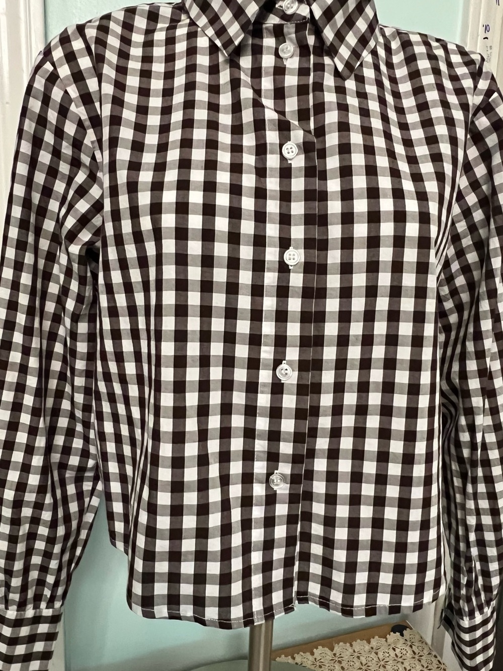 Velvet Heart Brown and White Gingham Button-Front Shirt